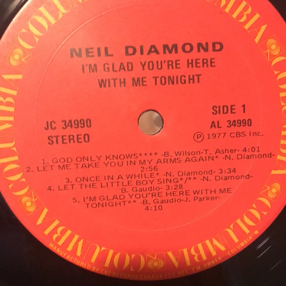 3/$30 Neil Diamond “I’m Glad You’re Here With Me Tonight” vintage vinyl album - Picture 3 of 4